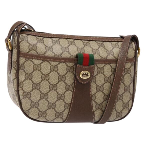 GUCCI GG Supreme Web Sherry Line Bag Pvc Beige Gold 89 02 032 - Picture 1 of 16